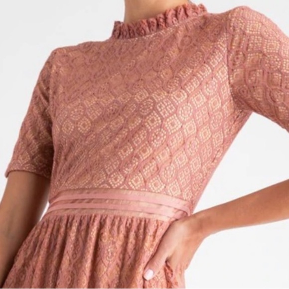ROOLEE Romantic Beautiful Rose Pink Lace Lined MIDI Length Dress XXXL 3X New Tag - Picture 11 of 12